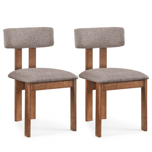 Upholstered Rubber Wood Dining Chairs Set of 2 with Curved Backrest-Walnut W2B