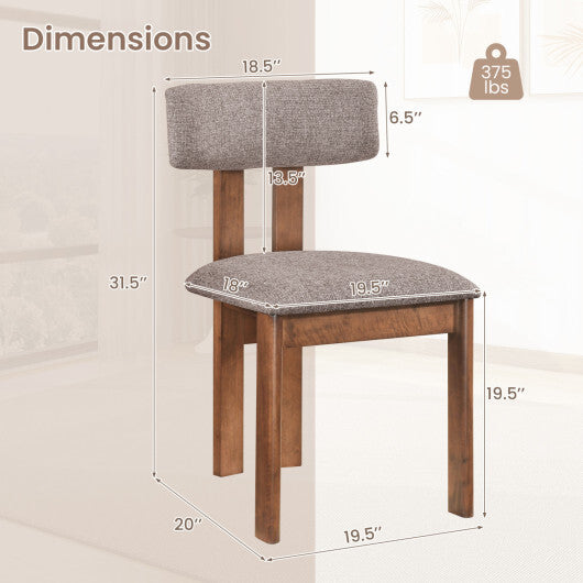 Upholstered Rubber Wood Dining Chairs Set of 2 with Curved Backrest-Walnut W2B