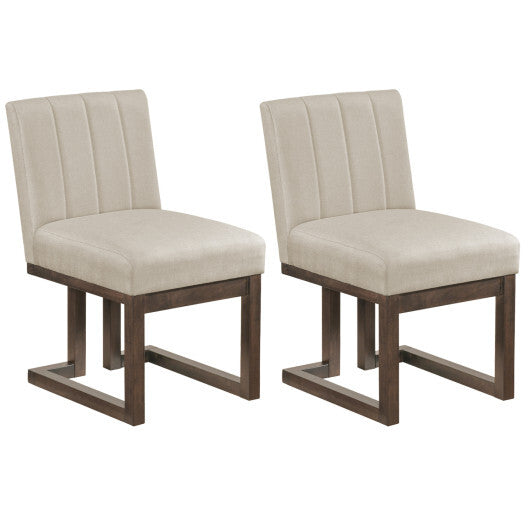 Modern Farmhouse Fabric Dining Chairs Set of 2 with 5.5" Thickened Padded Seat-Walnut W2B