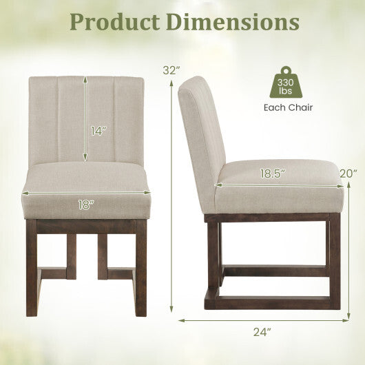Modern Farmhouse Fabric Dining Chairs Set of 2 with 5.5" Thickened Padded Seat-Walnut W2B