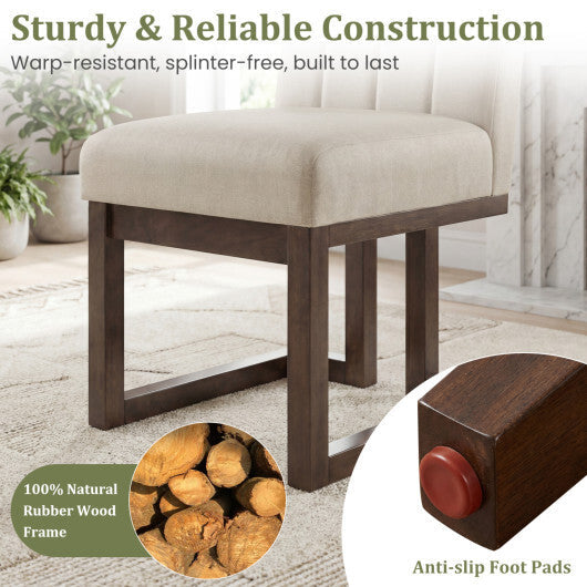 Modern Farmhouse Fabric Dining Chairs Set of 2 with 5.5" Thickened Padded Seat-Walnut W2B