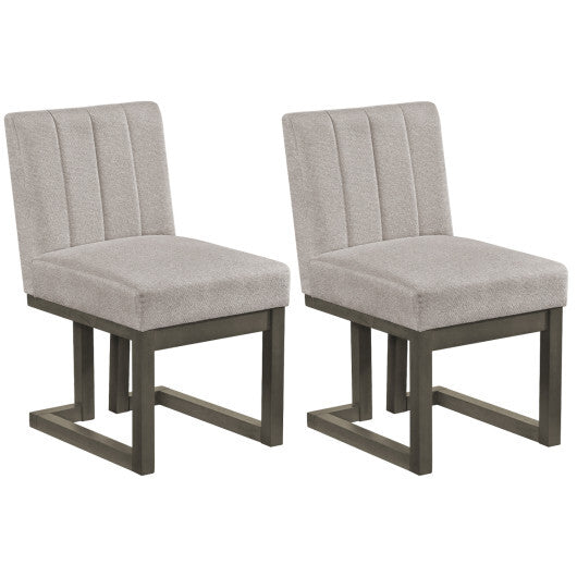 Modern Farmhouse Fabric Dining Chairs Set of 2 with 5.5" Thickened Padded Seat-Walnut W2B
