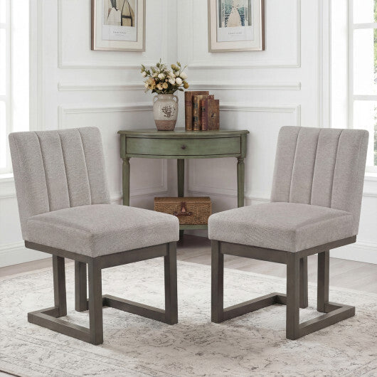 Modern Farmhouse Fabric Dining Chairs Set of 2 with 5.5" Thickened Padded Seat-Walnut W2B