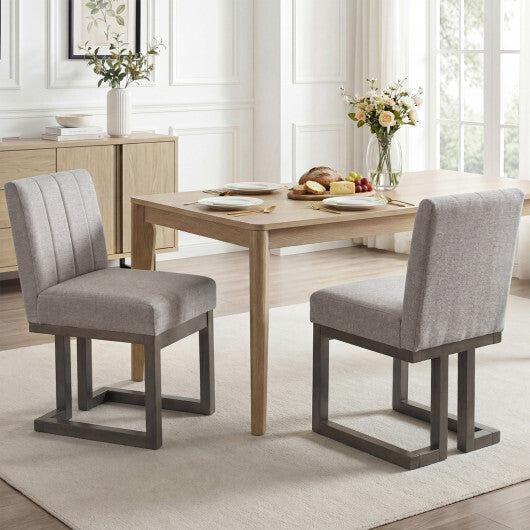 Modern Farmhouse Fabric Dining Chairs Set of 2 with 5.5" Thickened Padded Seat-Walnut W2B