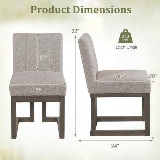 Modern Farmhouse Fabric Dining Chairs Set of 2 with 5.5" Thickened Padded Seat-Walnut W2B