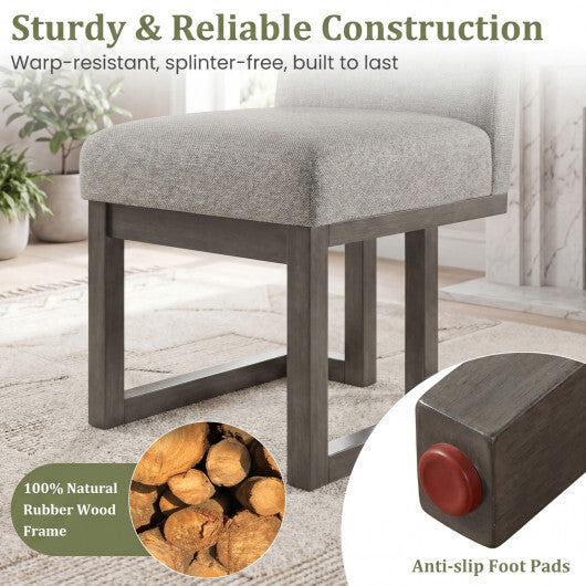 Modern Farmhouse Fabric Dining Chairs Set of 2 with 5.5" Thickened Padded Seat-Walnut W2B