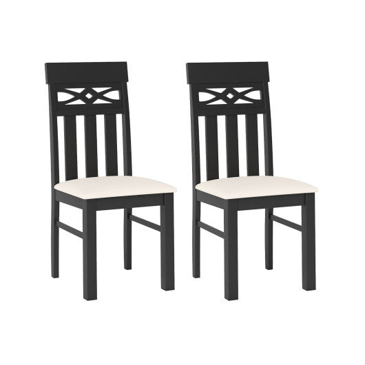 Dining Chairs Set of 2 High Back Dining Room Chairs with Padded Seat and Rubber Wood Frame-Black W2B