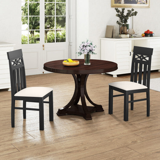 Dining Chairs Set of 2 High Back Dining Room Chairs with Padded Seat and Rubber Wood Frame-Black W2B