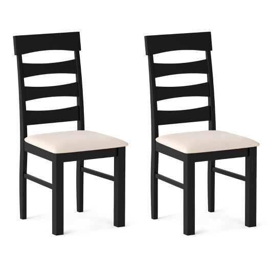 High Back Dining Room Chairs Set of 2 with Padded Seat-Black W2B