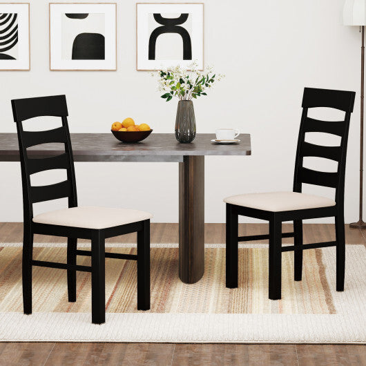 High Back Dining Room Chairs Set of 2 with Padded Seat-Black W2B