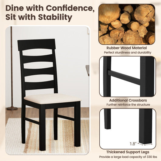High Back Dining Room Chairs Set of 2 with Padded Seat-Black W2B