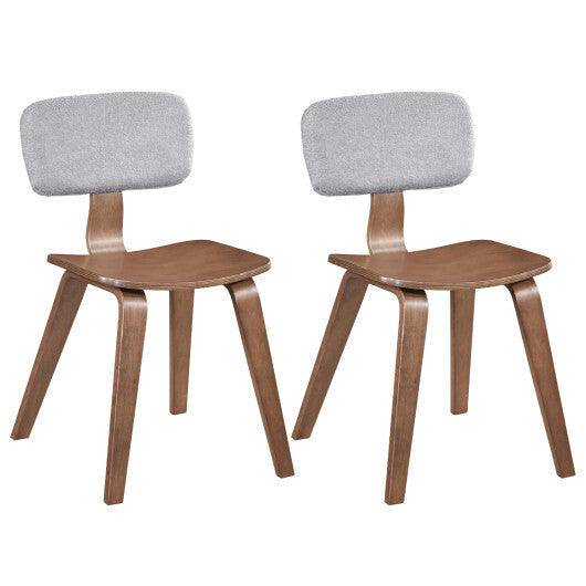 Set of 2 Rubber Wood Dining Room Chairs with Teddy Velvet Padded Backrest-Walnut W2B