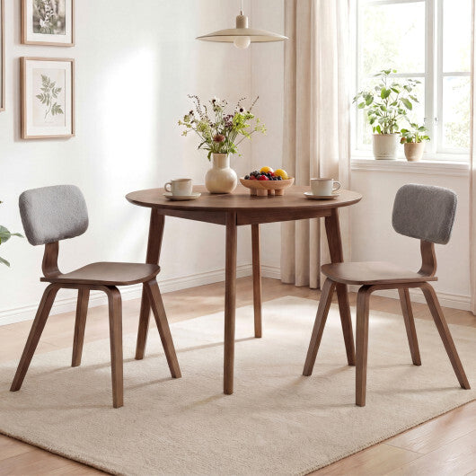 Set of 2 Rubber Wood Dining Room Chairs with Teddy Velvet Padded Backrest-Walnut W2B