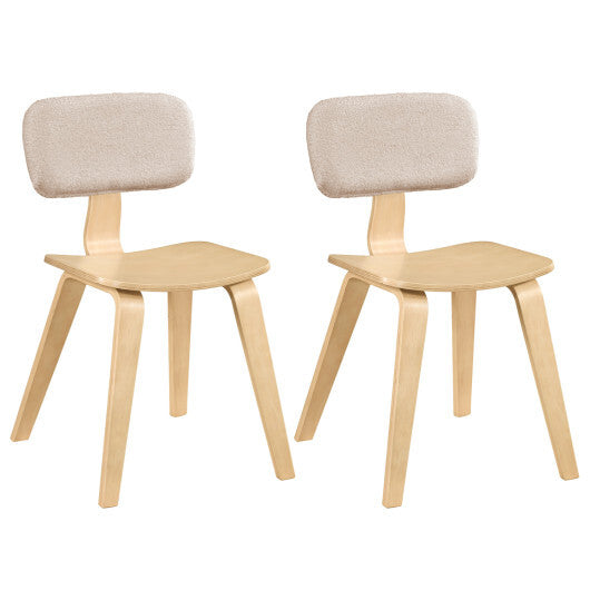 Set of 2 Rubber Wood Dining Room Chairs with Teddy Velvet Padded Backrest-Walnut W2B