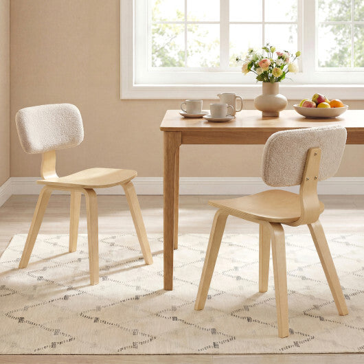 Set of 2 Rubber Wood Dining Room Chairs with Teddy Velvet Padded Backrest-Walnut W2B