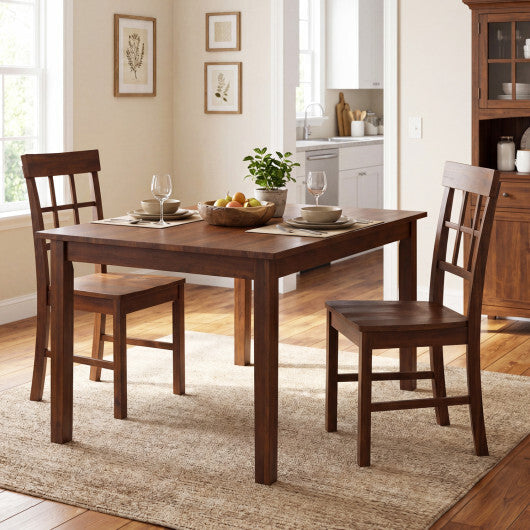 Rubber Wood Dining Chairs Set of 2 with High Backrests-Brown W2B