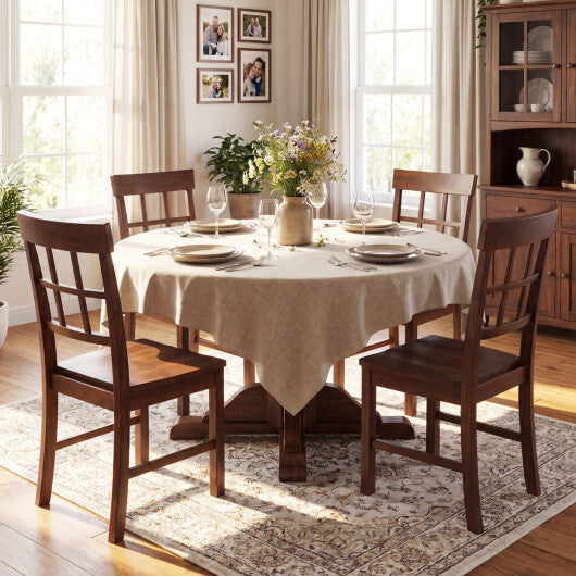 Rubber Wood Dining Chairs Set of 2 with High Backrests-Brown W2B