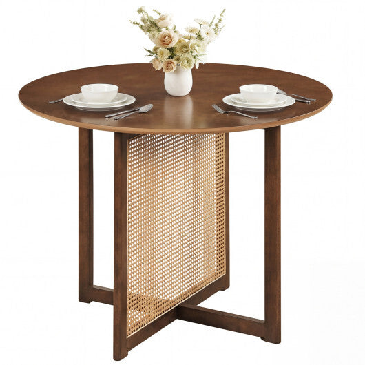 37.5 Inch Round Dining Table with Cross Pedestal Base-Walnut W2B