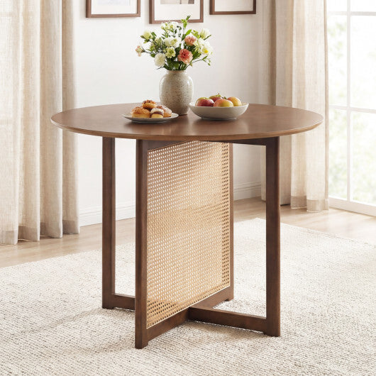 37.5 Inch Round Dining Table with Cross Pedestal Base-Walnut W2B