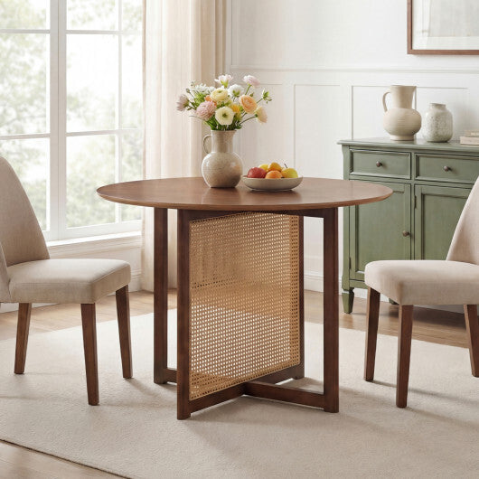 37.5 Inch Round Dining Table with Cross Pedestal Base-Walnut W2B