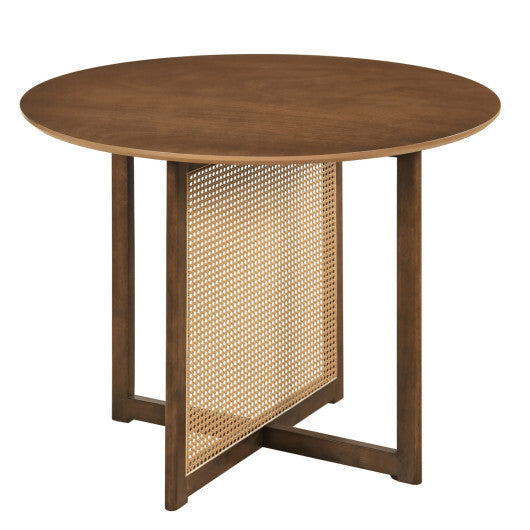 37.5 Inch Round Dining Table with Cross Pedestal Base-Walnut W2B