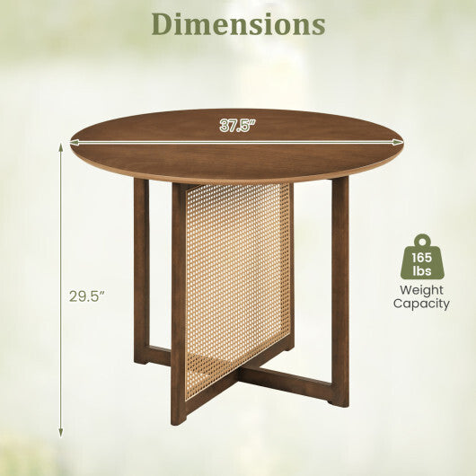 37.5 Inch Round Dining Table with Cross Pedestal Base-Walnut W2B
