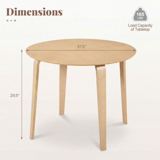 37.5" Round Dining Table with Rubber Wood Legs for Small Space-Natural W2B