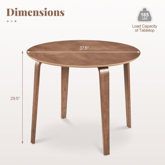37.5" Round Dining Table with Rubber Wood Legs for Small Space-Natural W2B