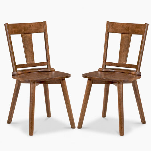 Dining Chairs Set of 2 with Solid Wood Backrest for Kitchen Dining Room-Walnut W2B
