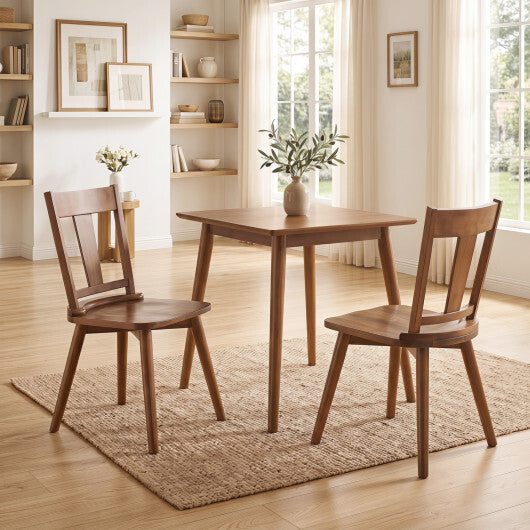 Dining Chairs Set of 2 with Solid Wood Backrest for Kitchen Dining Room-Walnut W2B