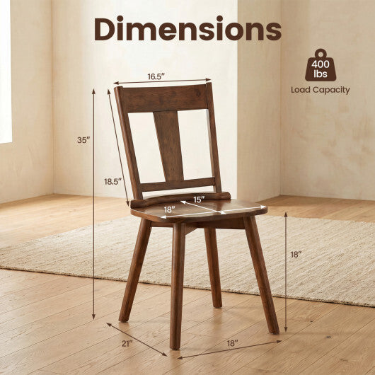 Dining Chairs Set of 2 with Solid Wood Backrest for Kitchen Dining Room-Walnut W2B