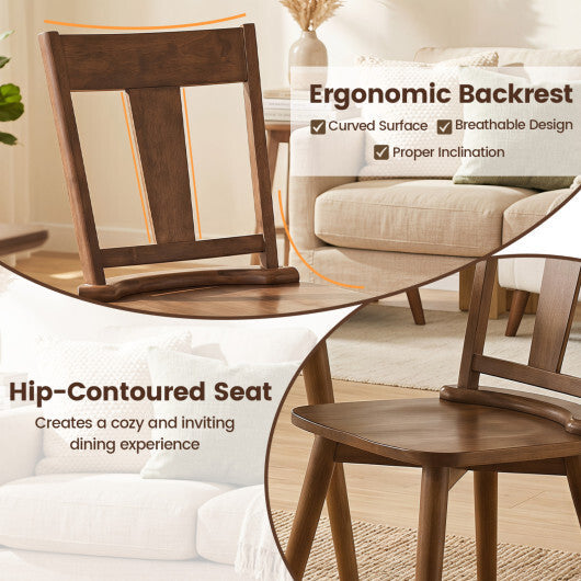 Dining Chairs Set of 2 with Solid Wood Backrest for Kitchen Dining Room-Walnut W2B