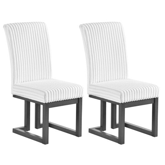 Upholstered Dining Chairs Set of 2 with Rubber Wood Legs and Padded Seat for Dining Room-White W2B
