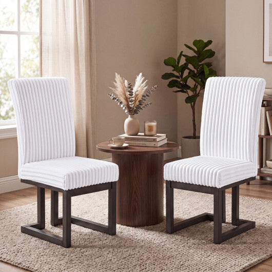 Upholstered Dining Chairs Set of 2 with Rubber Wood Legs and Padded Seat for Dining Room-White W2B