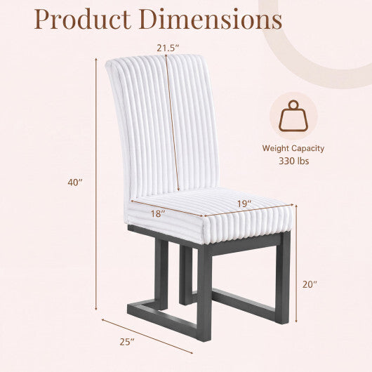 Upholstered Dining Chairs Set of 2 with Rubber Wood Legs and Padded Seat for Dining Room-White W2B