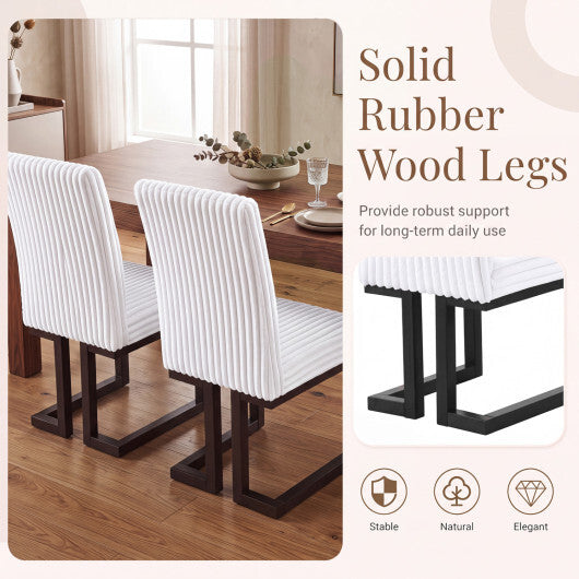 Upholstered Dining Chairs Set of 2 with Rubber Wood Legs and Padded Seat for Dining Room-White W2B