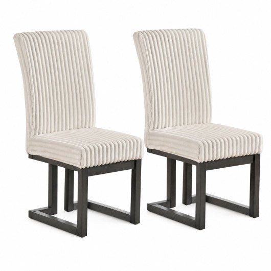 Upholstered Dining Chairs Set of 2 with Rubber Wood Legs and Padded Seat for Dining Room-White W2B