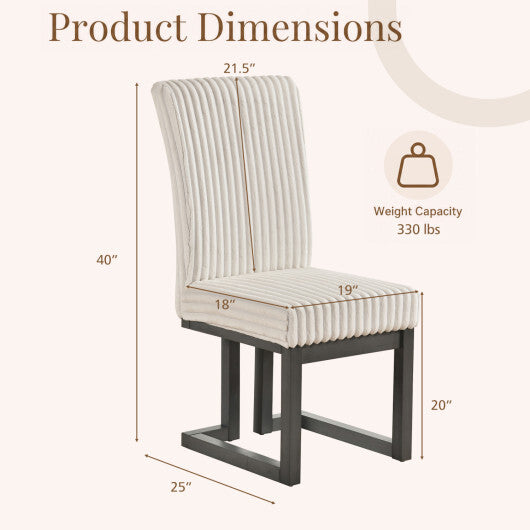 Upholstered Dining Chairs Set of 2 with Rubber Wood Legs and Padded Seat for Dining Room-White W2B