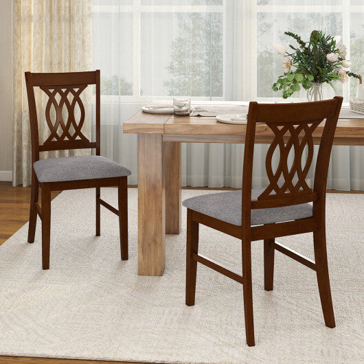 Dining Chairs Set of 2 Dining Room Chairs with Padded Seat for Kitchen Living Room-Walnut W2B