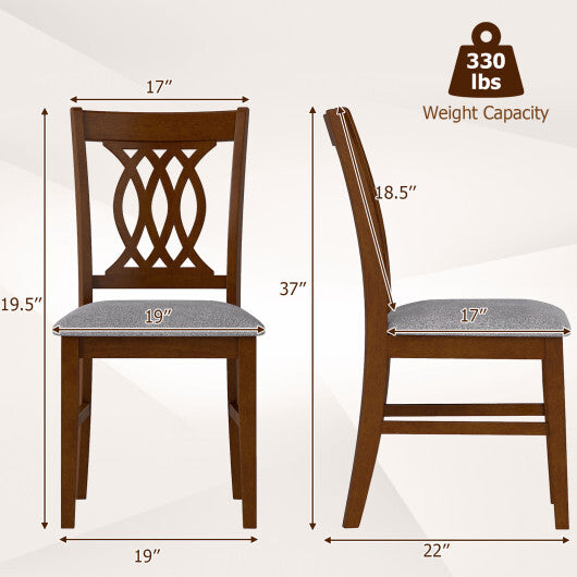 Dining Chairs Set of 2 Dining Room Chairs with Padded Seat for Kitchen Living Room-Walnut W2B