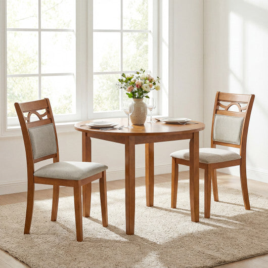 Dining Chairs Set of 2 Dining Room Chairs with Rubber Wood Frame-Brown W2B