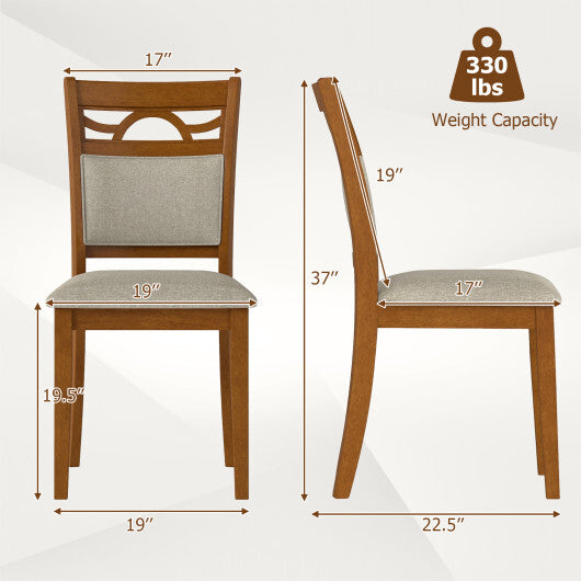 Dining Chairs Set of 2 Dining Room Chairs with Rubber Wood Frame-Brown W2B