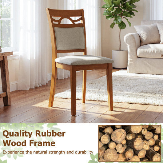 Dining Chairs Set of 2 Dining Room Chairs with Rubber Wood Frame-Brown W2B