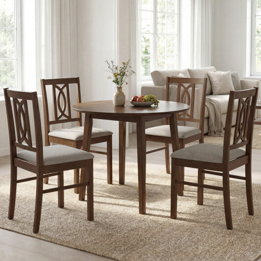 Dining Chairs Set of 2 Rubber Wood Dining Room Chairs with Hollowed Backrest-Walnut W2B
