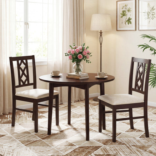 Dining Room Chairs Set of 2 Rubber Wood Dining Chairs with Hollowed Backrest-Brown W2B