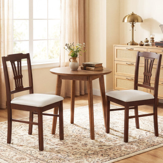 Wooden Dining Chairs Set of 2 Upholstered Kitchen Chairs with Solid Rubber Wood Frame-Gray W2B