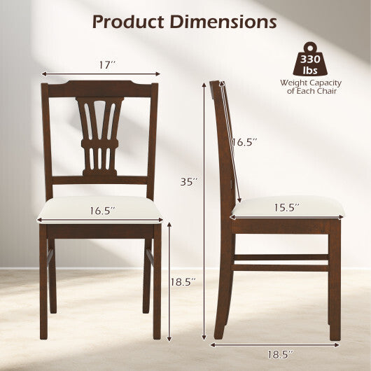 Wooden Dining Chairs Set of 2 Upholstered Kitchen Chairs with Solid Rubber Wood Frame-Gray W2B