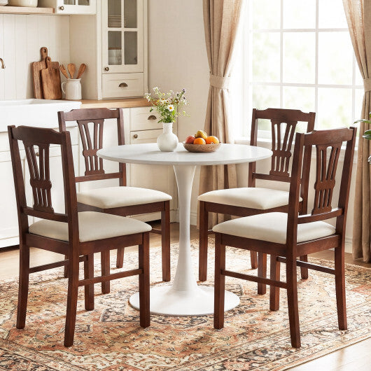 Wooden Dining Chairs Set of 2 Upholstered Kitchen Chairs with Solid Rubber Wood Frame-Gray W2B