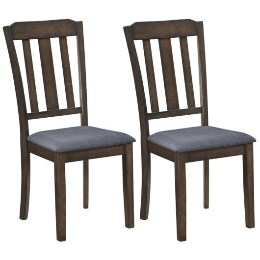 Set of 2 Rubber Wood Dining Room Chairs with Comfortable Backrest-Brown W2B
