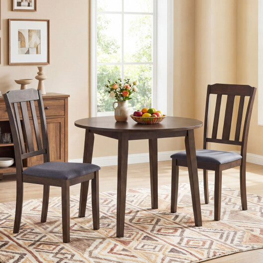 Set of 2 Rubber Wood Dining Room Chairs with Comfortable Backrest-Brown W2B